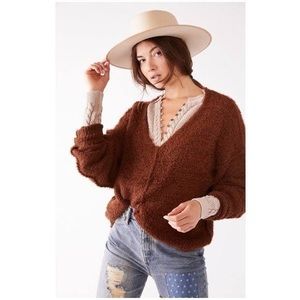 Free People Icing V-Neck Pullover - Mocha Java